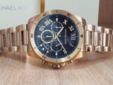 Michael Kors Brecken Chronograph Quartz Black Dial Gold Steel Strap Watch For Men - MK8481