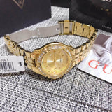 Guess Dazzling Diamonds Gold Dial Gold Steel Strap Watch for Women - W85110L1