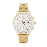 Tommy Hilfiger Carly White Dial Gold Steel Strap Watch for Women - 1781786