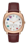 Marc Jacobs Mandy White Dial Brown Leather Strap Watch for Women - MJ1598