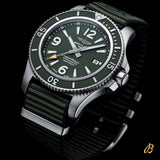 Breitling Superocean Automatic 44mm Outerknown Green Dial Green Nylon Strap Watch for Men - A17367A11L1W1