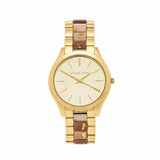 Michael Kors Slim Runway Gold Dial Two Tone Steel Strap Watch for Women - MK4300