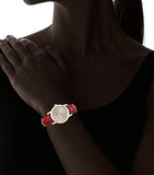 Burberry The City Gold Dial Red Leather Strap Watch for Women - BU9140