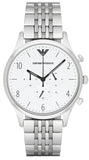 Emporio Armani Classic Chronograph Silver Dial Silver Steel Strap Watch For Men - AR1879