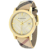 Burberry The City Gold Dial Printed Leather Strap Watch for Women - BU9026