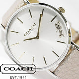 Coach Perry White Dial Beige Leather Strap Watch for Women - 14503157