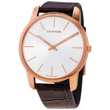 Calvin Klein City White Dial Brown Leather Strap Watch for Men - K2G21629