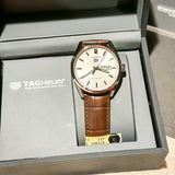 Tag Heuer Carrera Calibre 5 Automatic 41mm White Dial Brown Leather Strap Watch for Men - WAR201B.FC6291