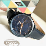 Fossil Tailor Blue Dial Blue Leather Strap Watch for Women - ES4092