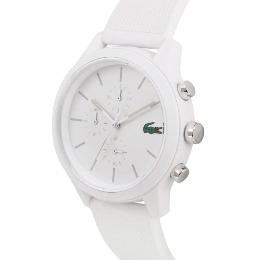 Lacoste 12.12 Chronograph White Dial White Silicon Strap Watch for Men - 2010974