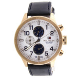 Tommy Hilfiger Trent Quartz White Dial Blue Leather Strap Watch for Men - 1791139