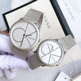 Calvin Klein Minimal White Dial Silver Mesh Bracelet Watch for Women - K3M5215X