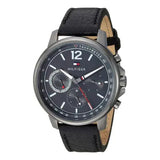 Tommy Hilfiger London Chronograph Grey Dial Black Leather Strap Watch for Men - 1791533