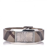 Burberry Nova Check Silver Dial Two Tone Leather Strap Watch For Women - BU9404