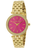 Michael Kors Darci Pink Dial Gold Steel Strap Watch for Women - MK3444