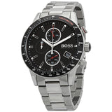 Hugo Boss Rafale Chronograph Black Dial Silver Steel Strap Watch for Men - 1513509