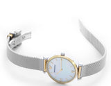 Emporio Armani Gianni T Bar Mother of Pearl Dial Silver Mesh Bracelet Watch For Women - AR2068