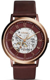 Fossil Vintage Muse Automatic Skeleton Maroon Dial Maroon Leather Strap Watch for Women - ME3137