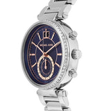 Michael Kors Sawyer Navy Blue Dial Silver Steel Strap Watch for Women - MK6224