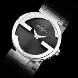 Gucci Interlocking G Quartz Black Dial Black Steel Strap Watch For Women - YA133502