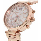 Michael Kors Sawyer Mother of Pearl White Dial Rose Gold Steel Strap Watch for Women - MK6282