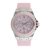 Guess Limelight Quartz Diamonds Pink Dial Pink Denim Strap Watch For Women - W0775l15