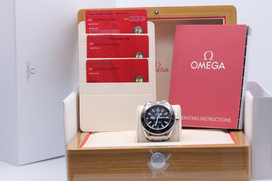 Omega Seamaster Planet Ocean 6000M Co Axial Master Chronometer Blue Dial Silver Steel Strap Watch for Men - 21530462103001