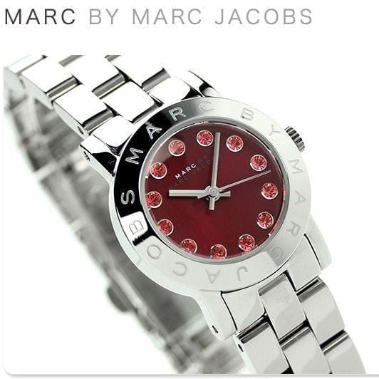 Marc Jacobs Amy Red Dial Silver Steel Strap Watch for Women - MBM3335