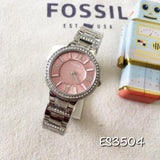 Fossil Virginia Pink Dial Silver Steel Strap Watch for Women - ES3504