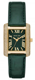 Michael Kors Emery Quartz Diamonds Green Dial Green Leather Strap Watch For Women - MK4697