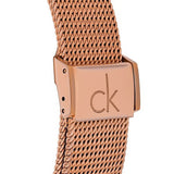 Calvin Klein Minimal Black Dial Rose Gold Mesh Bracelet Watch for Men - K3M21621