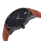 Movado Museum Classic Black Dial Brown Leather Strap Watch for Men - 0607198