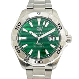 Tag Heuer Aquaracer Calibre 5 Automatic Green Dial Silver Steel Strap Watch for Men - WAY2015.BA0927