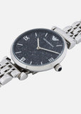 Emporio Armani Gianni T Bar Dark Blue Dial Silver Stainless Steel Watch For Women - AR11091