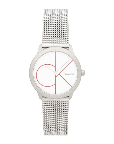 Calvin Klein Minimal White Dial Silver Mesh Bracelet Watch for Men - K3M51152