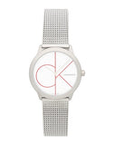 Calvin Klein Minimal White Dial Silver Mesh Bracelet Watch for Men - K3M51152