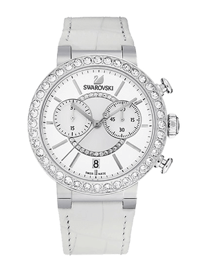 Swarovski Citra Sphere Chronograph White Dial White Leather Strap Watch for Women - 5027127