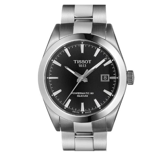 Tissot Gentleman Powermatic 80 Silicium Black Dial Silver Steel Strap Watch For Men - T127.407.11.051.00