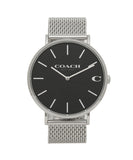 Coach Charles Black Dial Silver Mesh Bracelet Watch for Men - 14602144