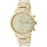 Fossil Townsman Chronograph White Dial Gold Steel Strap Watch for Men - FS5348