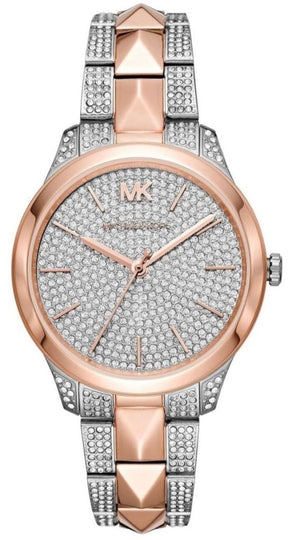 Michael Kors Runway Mercer Crystals Silver Dial Two Tone Steel Strap Watch For Women - MK6716