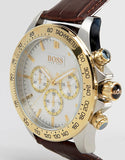 Hugo Boss Ikon White Dial Brown Leather Strap Watch for Men - 1513174