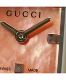 Gucci G-Frame Square Mother of Pearl Orange Dial Orange Leather Strap Watch For Women - YA128532