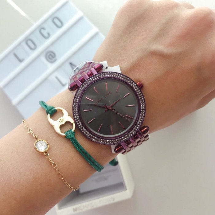 Michael Kors Darci Black Dial Purple Steel Strap Watch for Women - MK3554