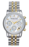 Michael Kors Ritz Chronograph White Dial Two Tone Steel Strap Watch for Women - MK5057