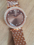 Michael Kors Darci Brown Dial Rose Gold Stainless Steel Strap Watch for Women - MK3217