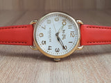 Coach Delancey Ivory Dial Orange Leather Strap Watch for Women - 14502719