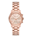 Michael Kors Runway Chronograph Rose Gold Dial Rose Gold Steel Strap Watch For Women - MK7327