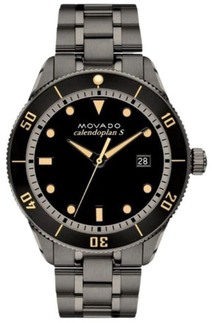 Movado Heritage Calendoplan Black Dial Silver Steel Strap Watch For Men - 3650095