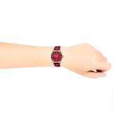 Gucci G-Timeless Mother of Pearl Red Dial Red Leather Strap Watch For Women - YA1264041